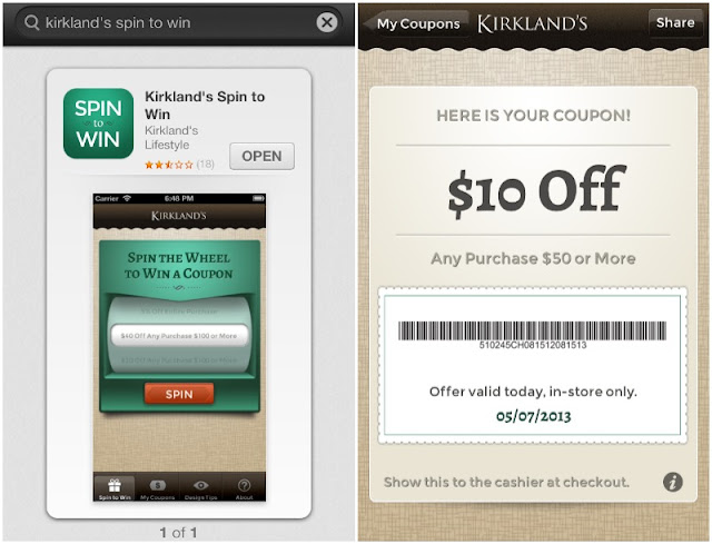 Kirkland's Spin-To-Win App