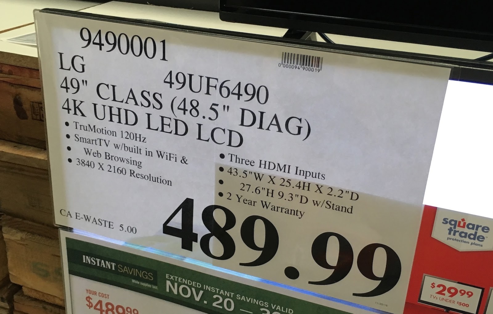 LG 49UF6490 49" 4K UHD LED LCD Smart TV Costco Weekender