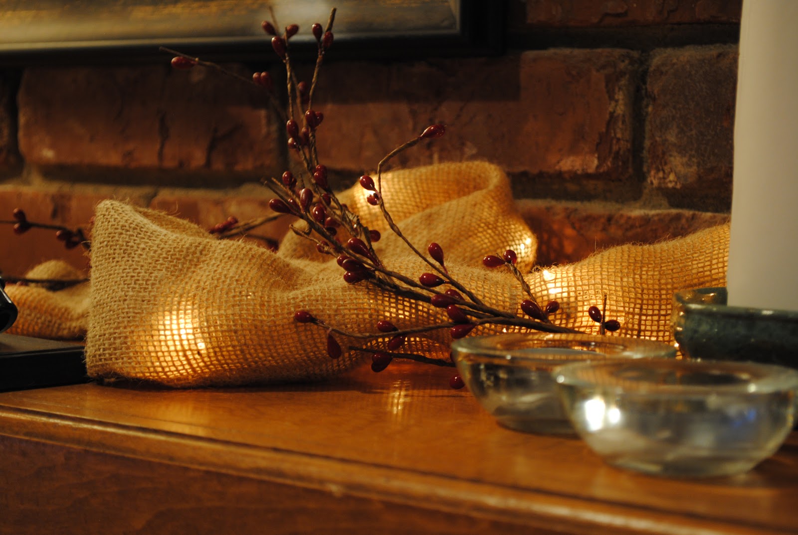 Measure once and cut twice Christmas lights and burlap