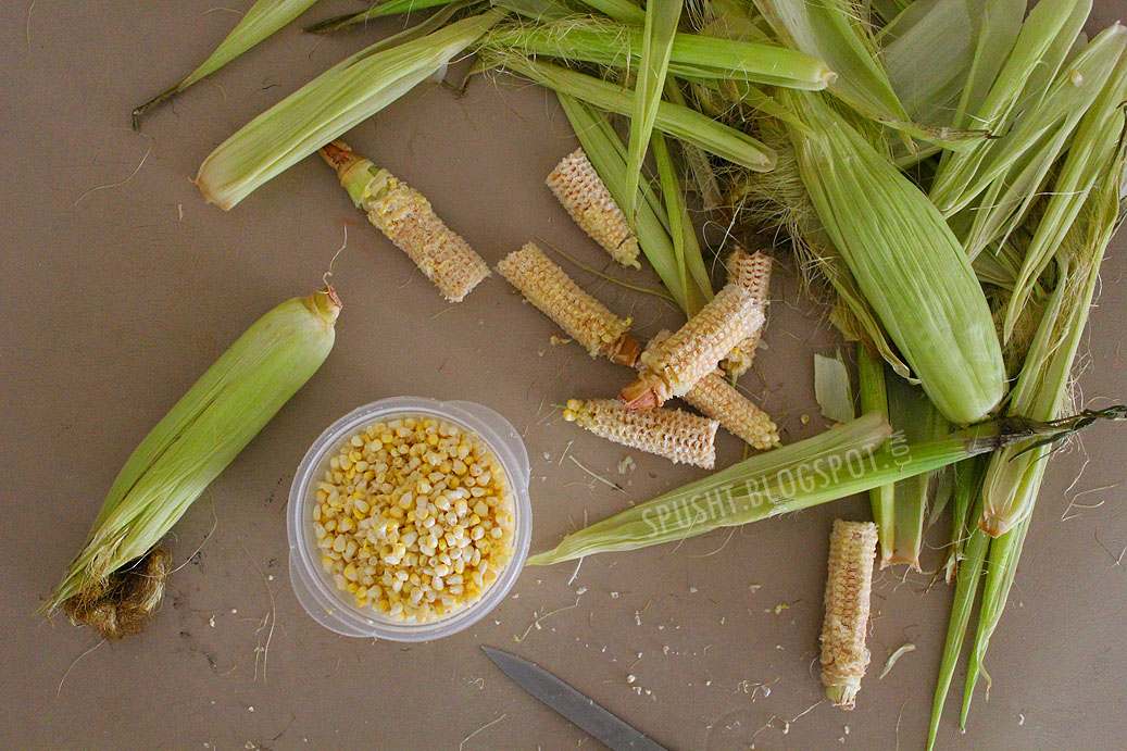 Spusht corn on the cob, grilled corn, how to freeze corn kernels