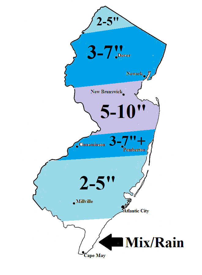 South Jersey Weather Final Snowfall Map