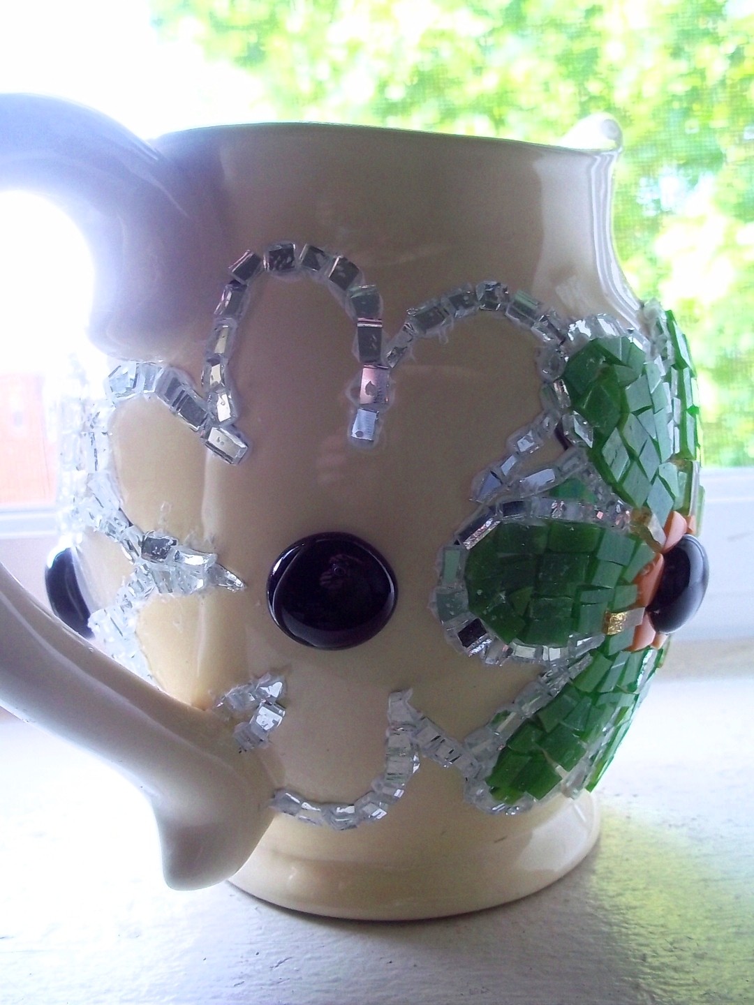 EarthMotherMosaics Mosaic Flower Power Vase WorkinProgress