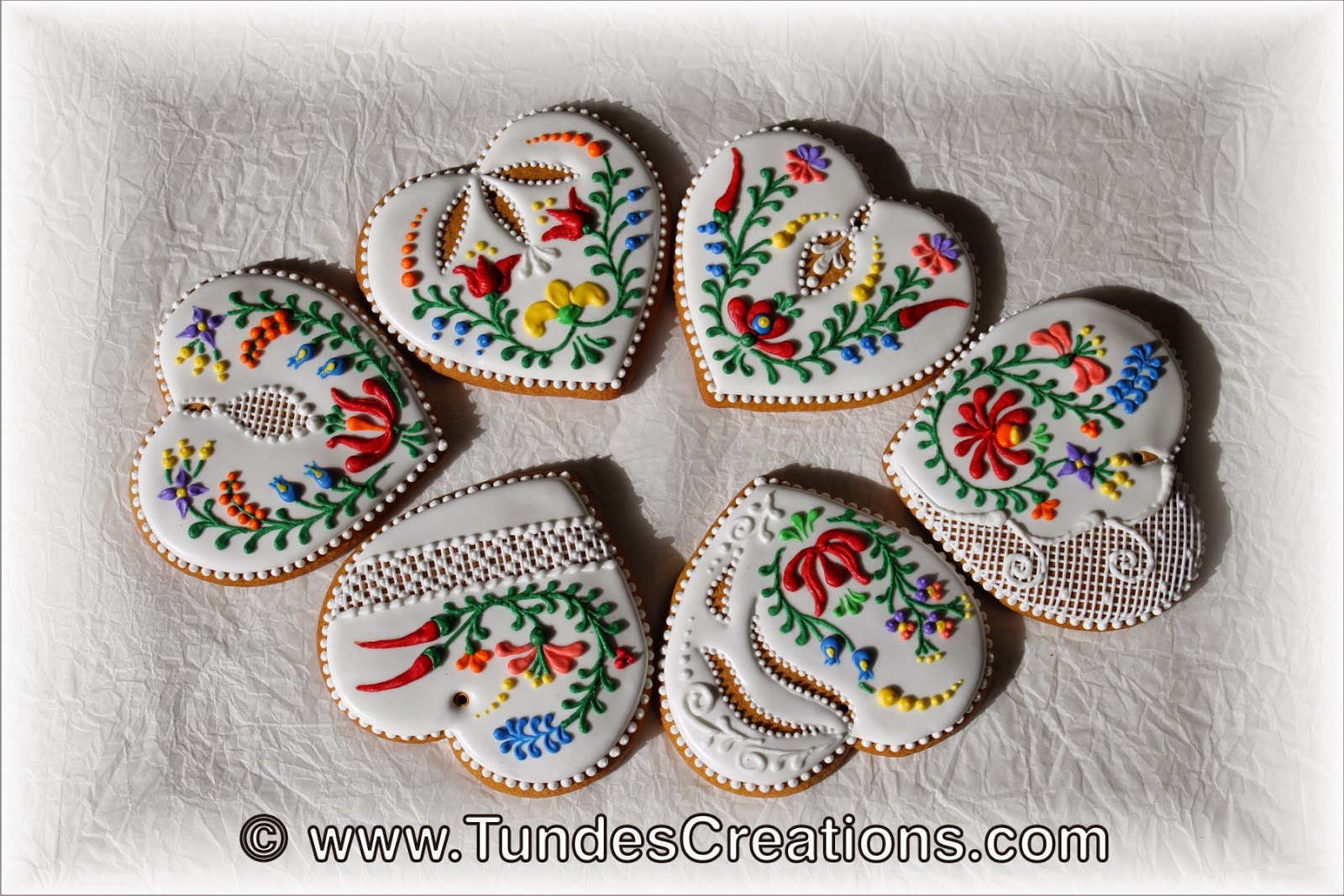 Gingerbread cookies with Hungarian folk art pattern