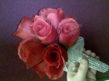 Red rose bridesmaid bouquet w/Bling handle