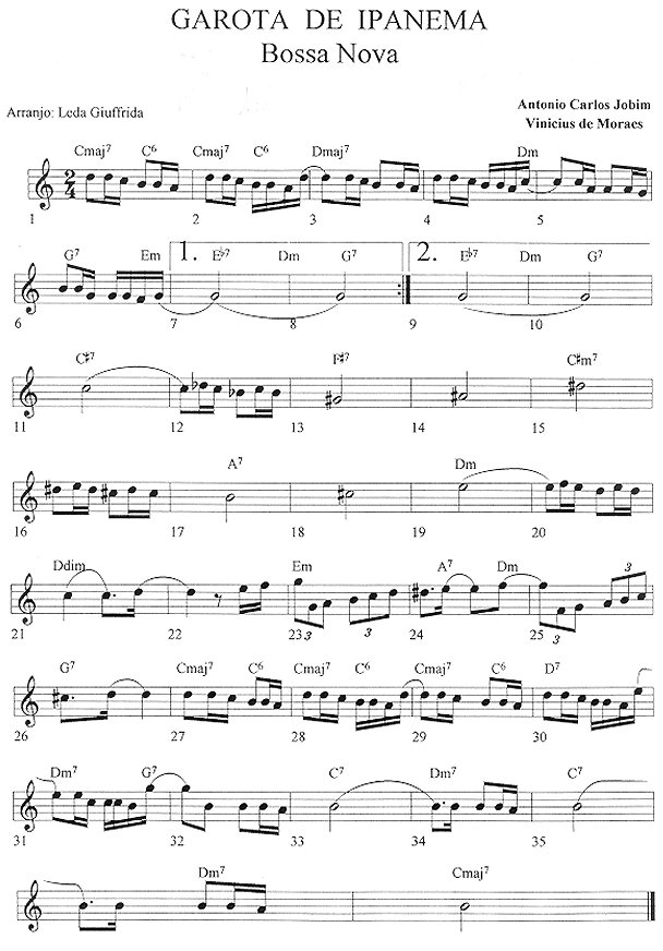 Partituras para Violino Garota de Ipanema Tom Jobim e Vinícius de Moraes