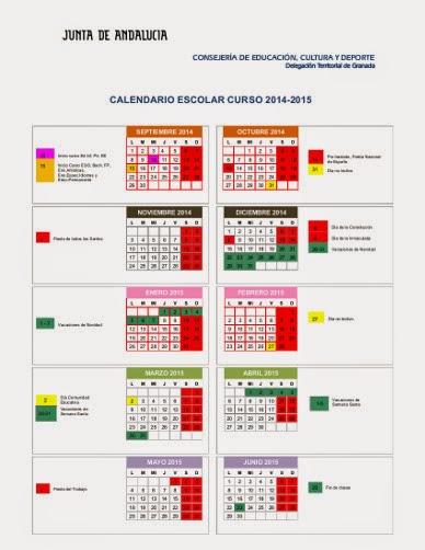 CALENDARIO ESCOLAR 2014/15