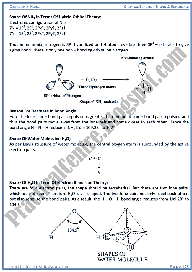 Chemical Bonding - Theory And Numericals (Examples And Problems) - Chemistry XI