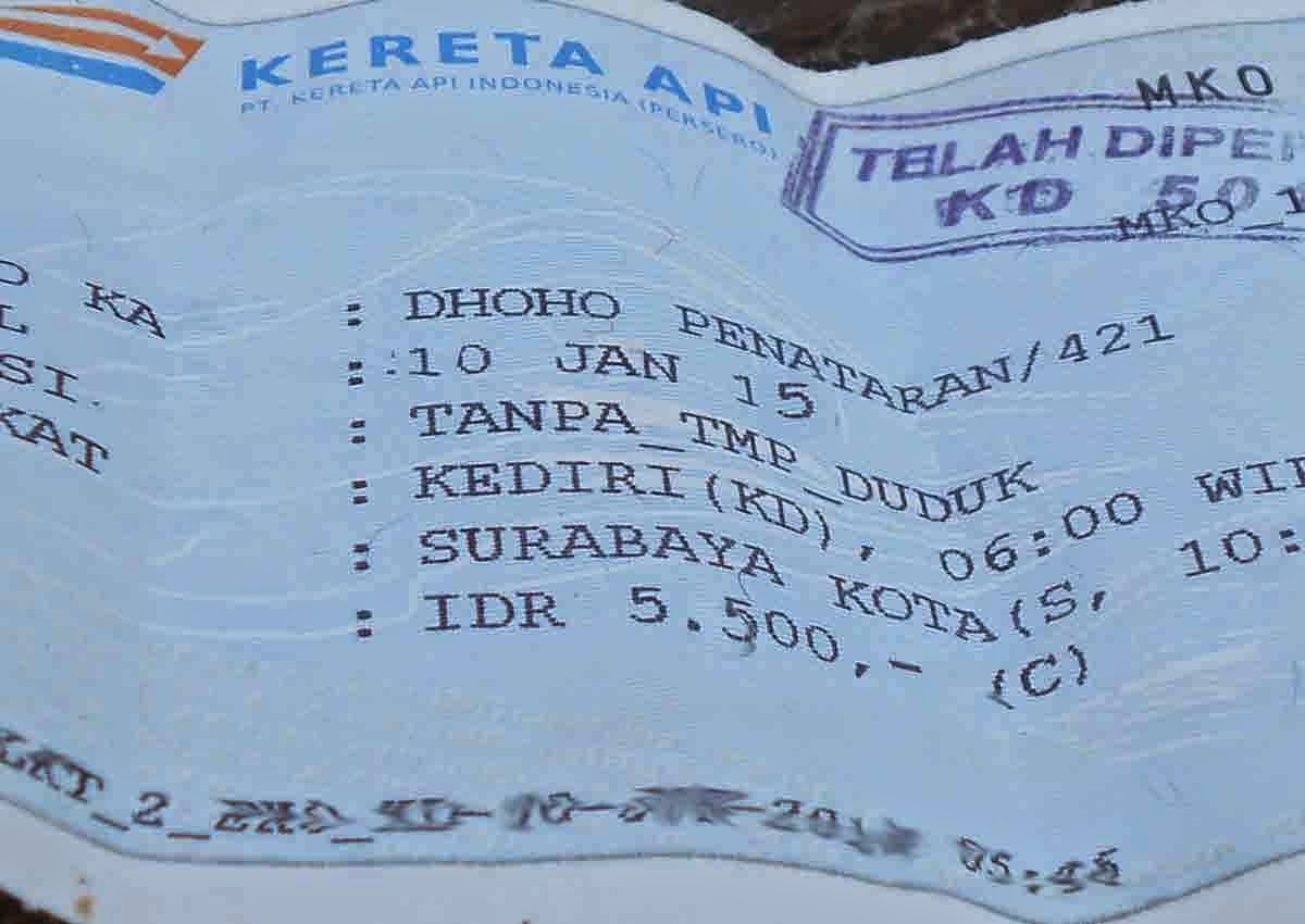 Tiket Kereta Api Rapih Dhoho 2016 Tidak Mengalami Kenaikan