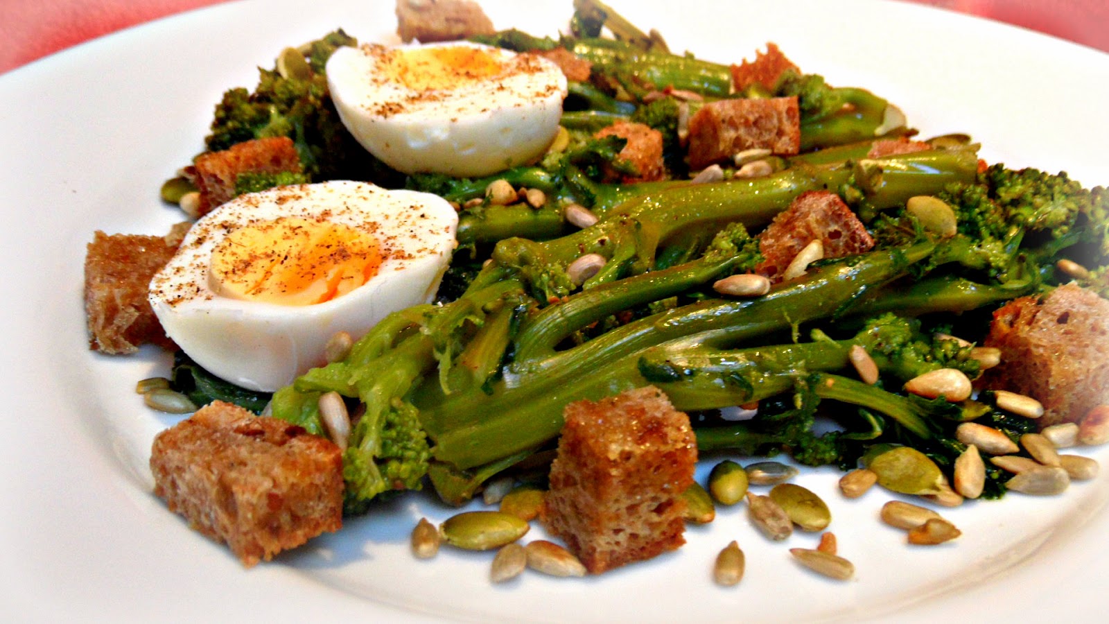 Chez Maximka Purple sprouting broccoli salad with eggs and garam masala