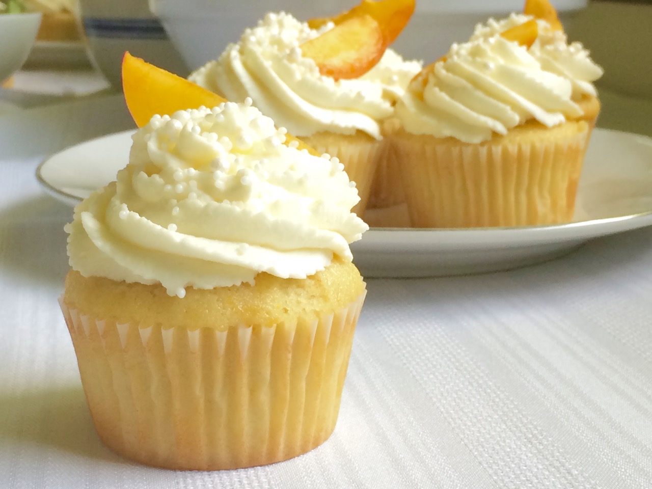 Delectably Mine Peaches and Cream Cupcakes
