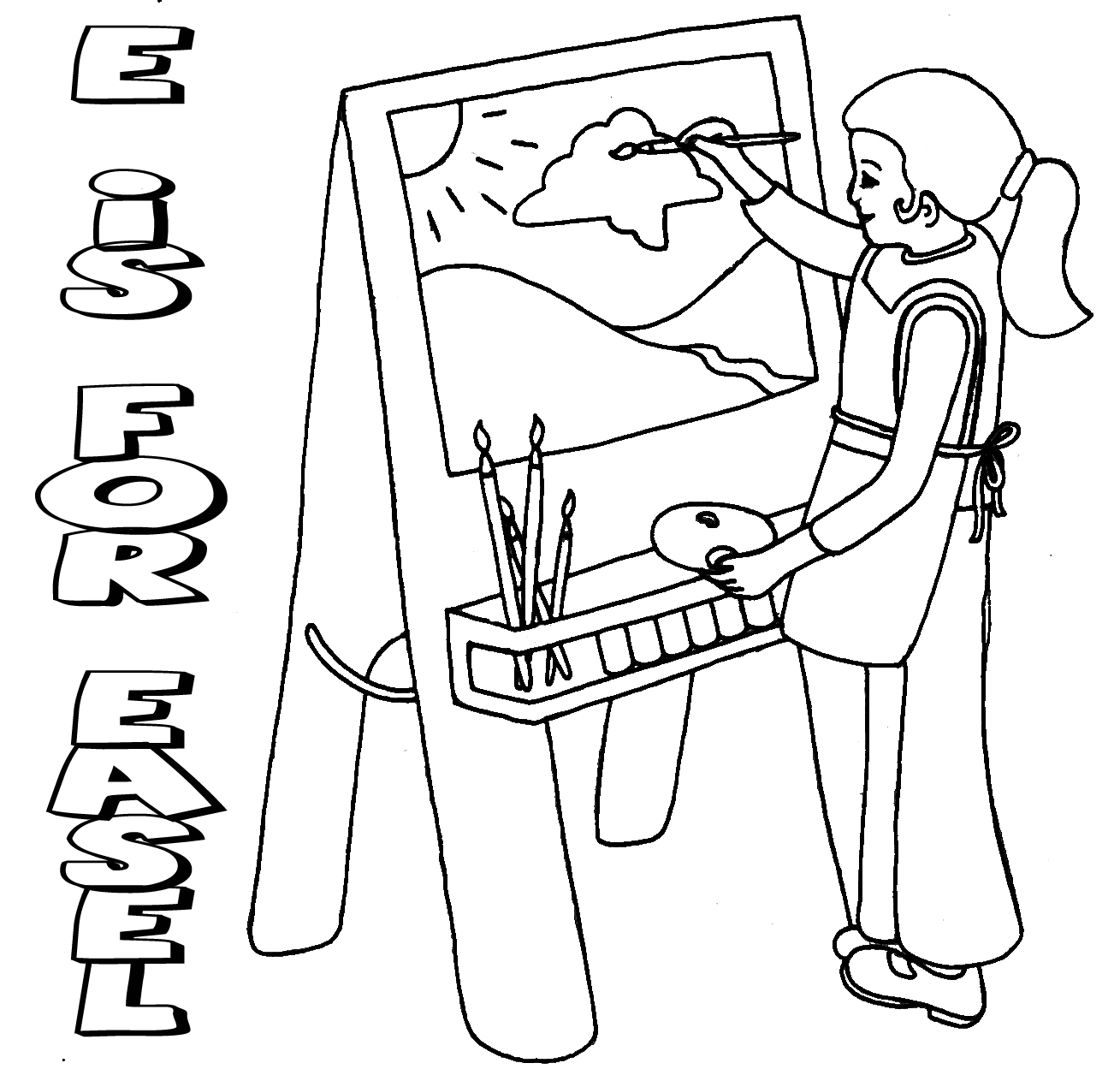 Easel Coloring Pages