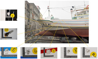 fishing boat Kuang Ta Hsing No. 28 - Portside Front schematic diagram 廣大興28號漁船左舷前段彈著點示意圖