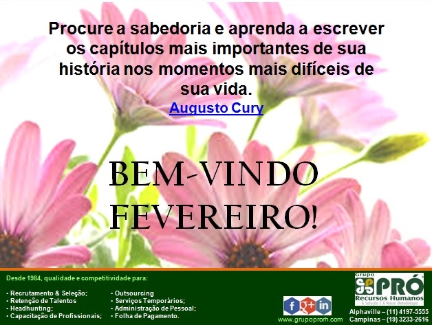 Grupo Pró RH Desenvolve&hellip;: Bem-vindo Fevereiro!