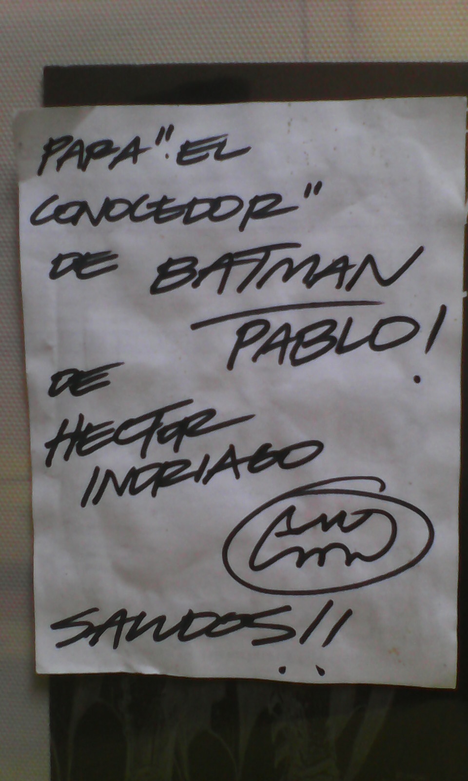 autografo de Hector Indriago