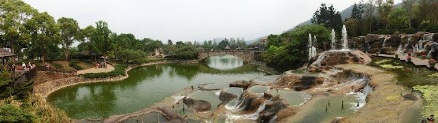 Panoramic View of waterfall in XInshe Castle Taichung