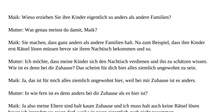 Tschick - Eine Freundschaft auf Umwegen: Dialog zwischen ...