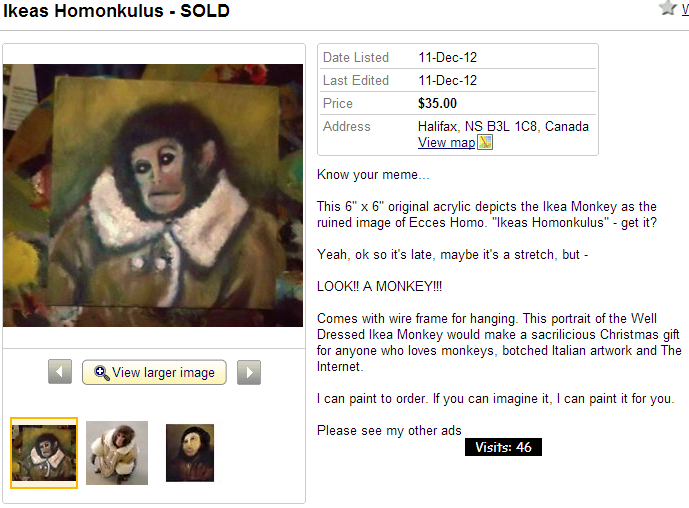 You Suck At Kijiji Funniest Best Worst And Weirdest Ads On Kijiji Ikea Monkey Becomes Art On Kijiji 674