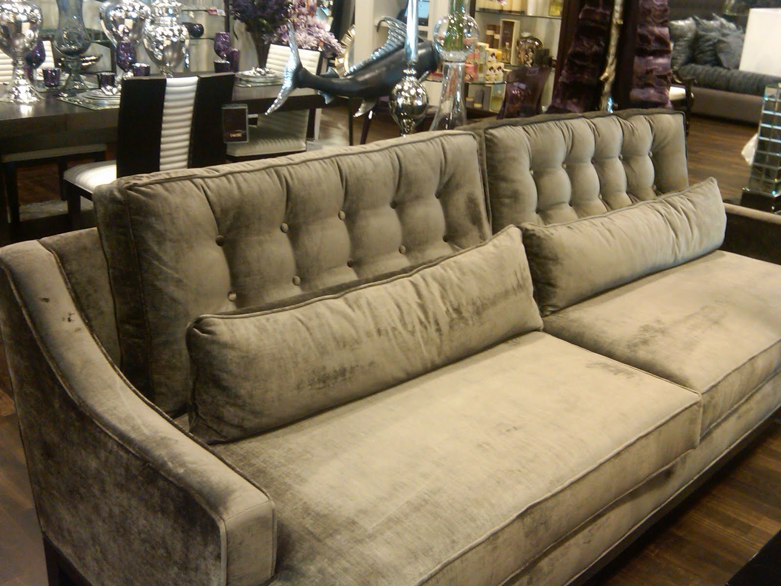 536 Designs Pewter Velvet Sofa...Oh How I LOVE thee...You are oh so