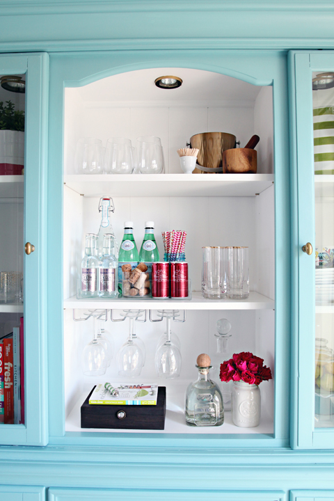 The Shelves Within Main Opening Of Hutch Hold Our Glasses Decanters Mixers And Bar Tools Pictures Speak A Million More Words Than I Need To The Shelves Within Main Opening Of Hutch Hold Our Glasses Decanters Mixers And Bar Tools Pictures Speak A Million More Words Than I Need To