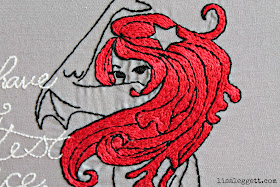 Hair Detail of Dark Fairytales Mermaid stitched by Lisa Leggett