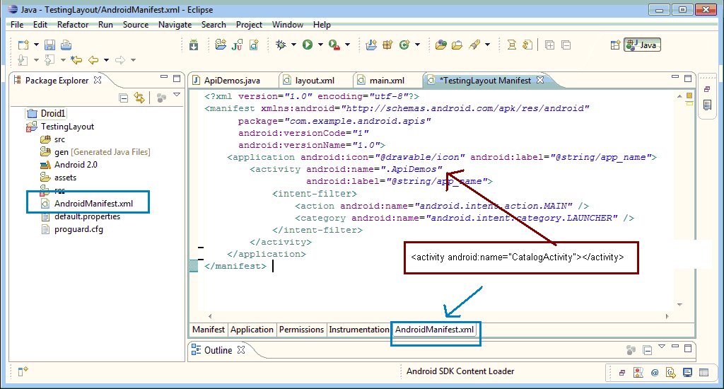 Android Dom How to Modify the AndroidManifest