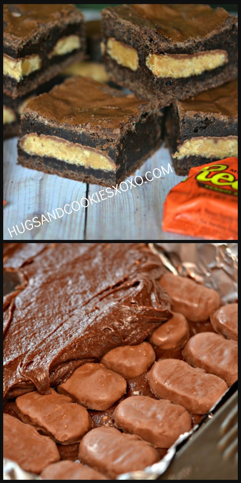 BROWNIES STUFFED WITH REESE'S PEANUT BUTTER CUPS! Hugs BROWNIES STUFFED WITH REESE'S PEANUT BUTTER CUPS! Hugs