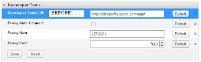 URL predeterminada en panel de preferencias de Opera
