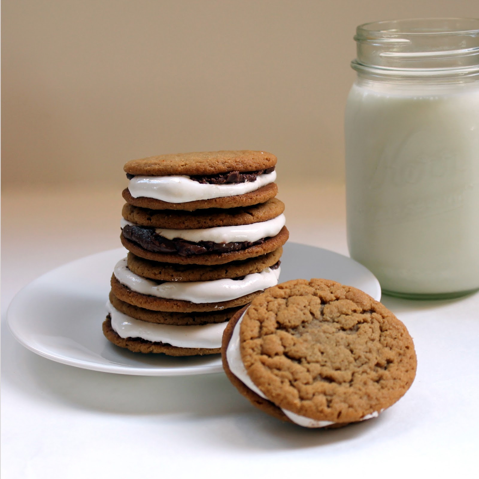 Peanut Butter Chocolate and Marshmallow Sandwich Cookies
