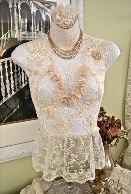 The Polka Dot Closet: How To Make a Romantic Lace Covered Dress Form