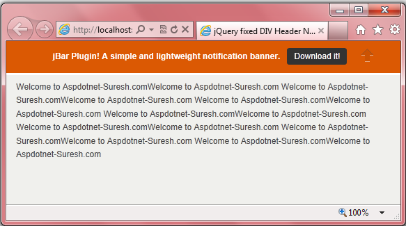 jQuery Fixed DIV Header Notification Bar on Scroll with Fade in Out Effects - ASP.NET,C#.NET,VB.NET,JQuery,JavaScript,Gridview jQuery Fixed DIV Header Notification Bar on Scroll with Fade in Out Effects - ASP.NET,C#.NET,VB.NET,JQuery,JavaScript,Gridview
