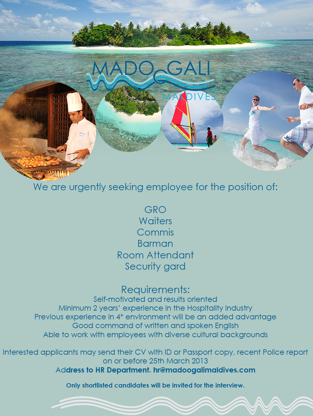 Job Maldives GRO Maldivian jobs in Maldives