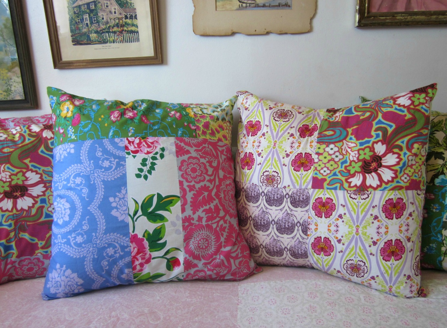 Shabby Vintage Mom Time + fabric= awesome pillow covers!