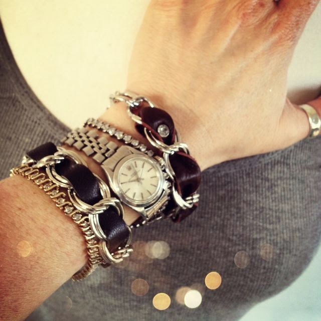 WobiSobi Red Leather and Rhinestone Bracelet, DIY