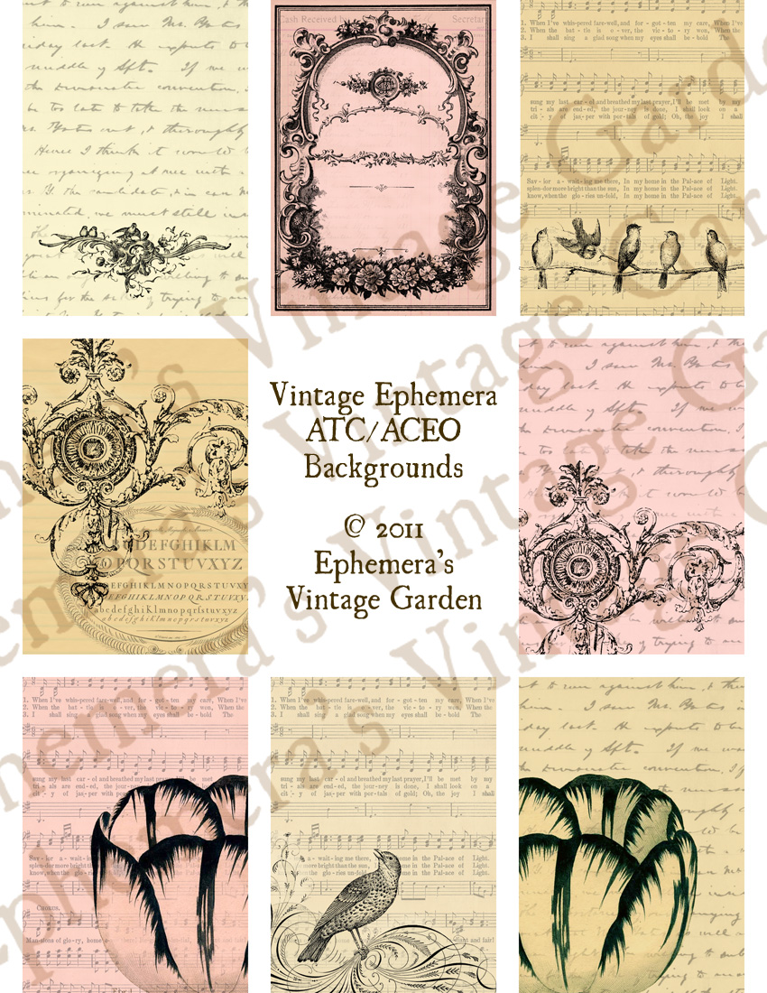 Ephemera's Vintage Garden Weekly Freebie Pretty Birds and Crowns