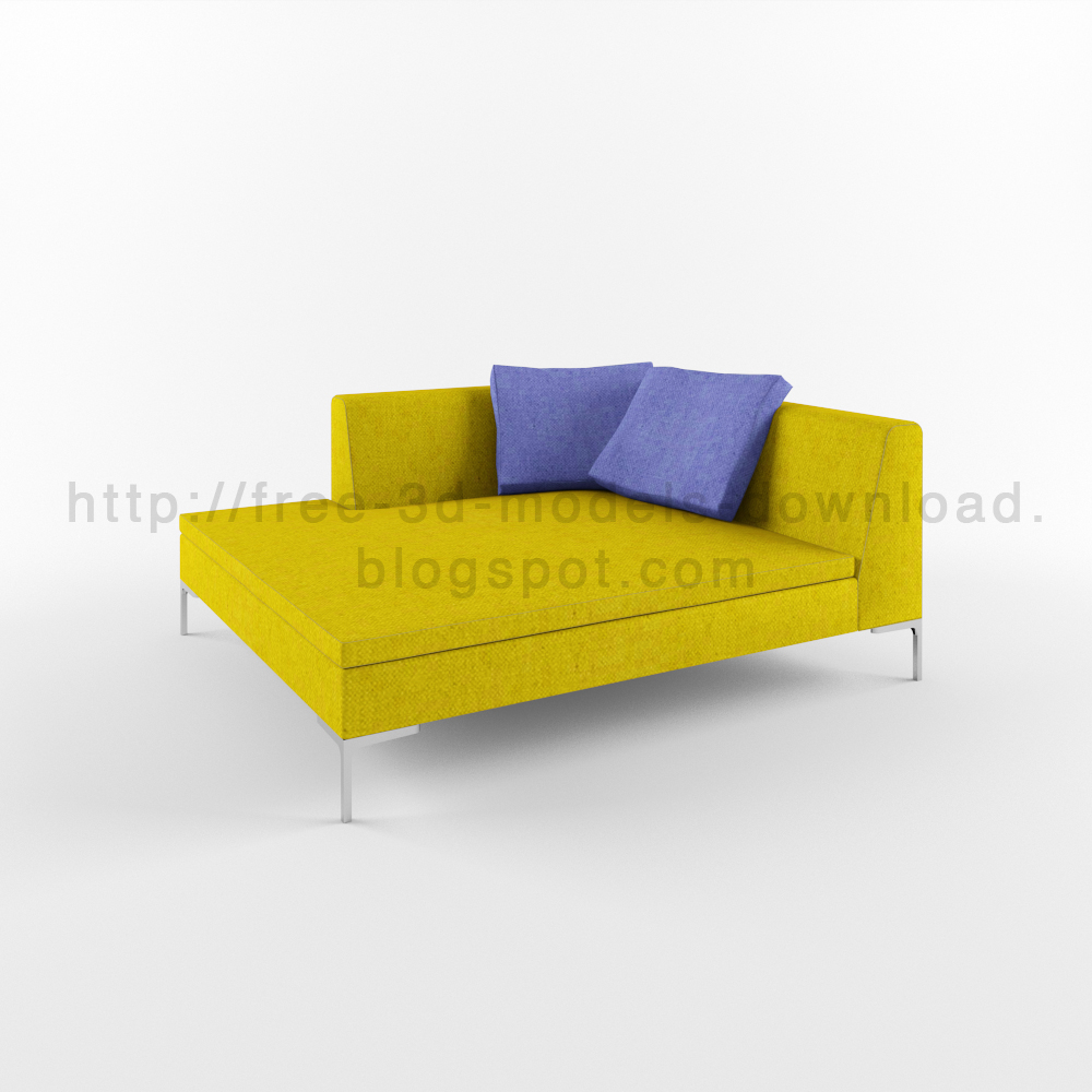 3d модель, 3d model, b&b, Charles Large, couch, free download, furniture, Italia, purple, кушетка, скачать бесплатно, фиолетовый, yellow