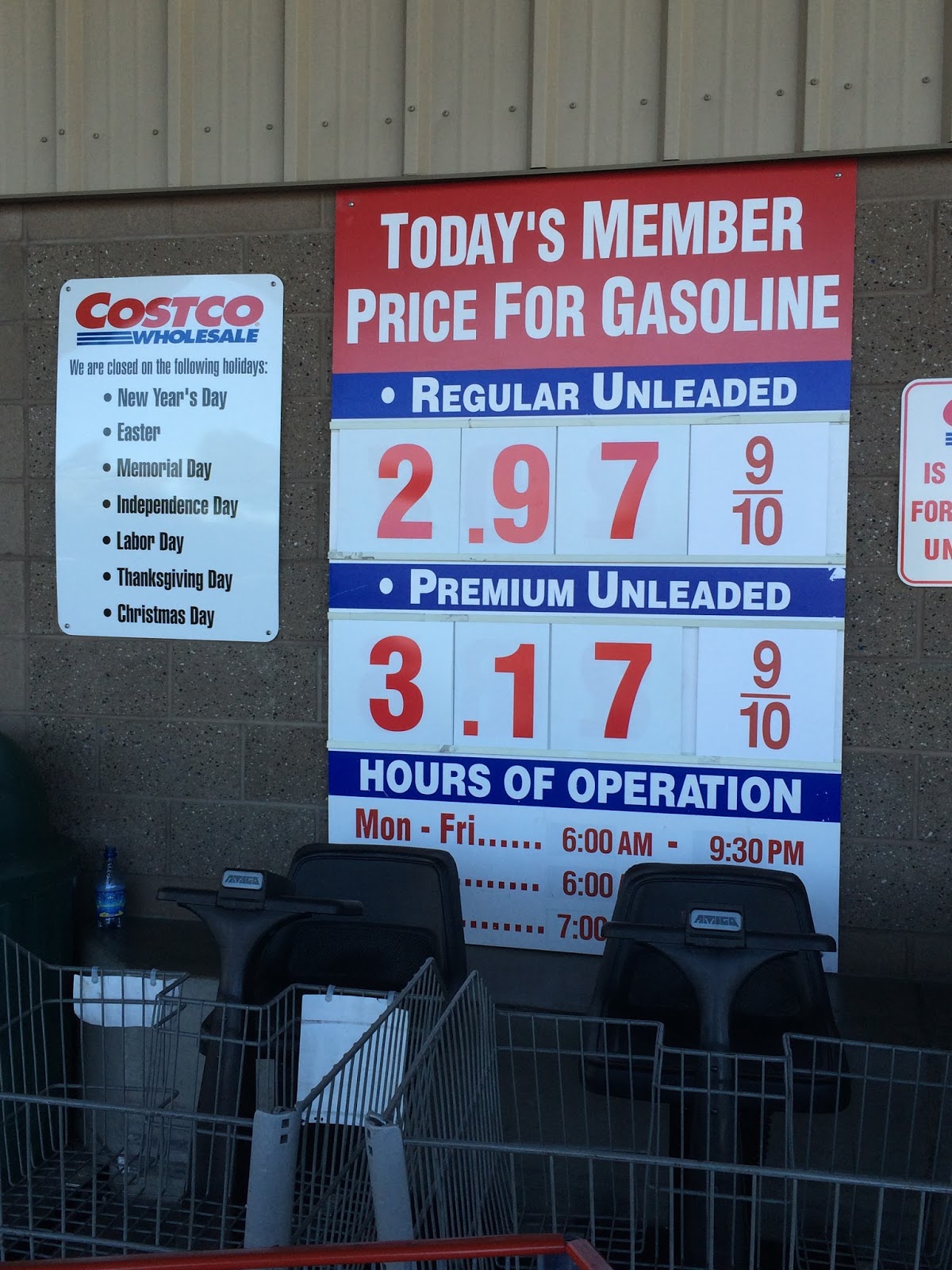 Current Costco Gas Prices (March 28, 2015 Redwood City, CA) Costco