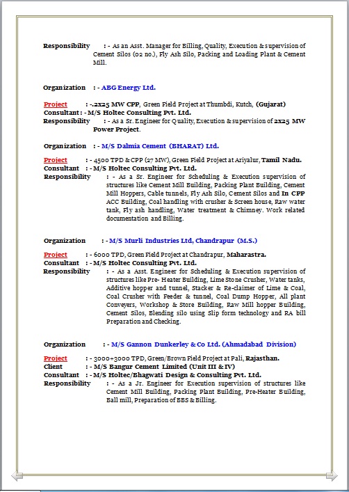 plant technical resume samples