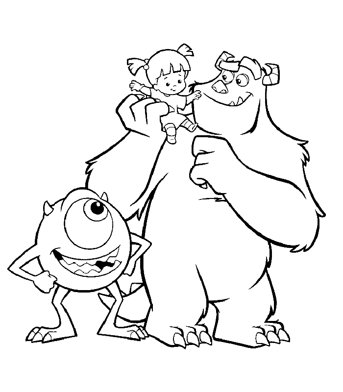 Disney Coloring Pages : Monsters Inc and Little Girls