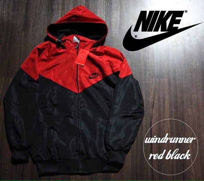 nike windrunner jacket black and red