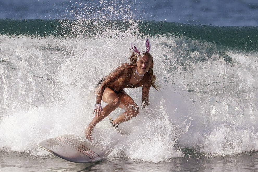 Halloween Surf Contest 2014 Vienna Werner, 16, rides a wave dressed as a rabbit during the 7th annual ZJ Boarding House Haunted Heats Halloween surf contest. (REUTERS/Lucy Nicholson)