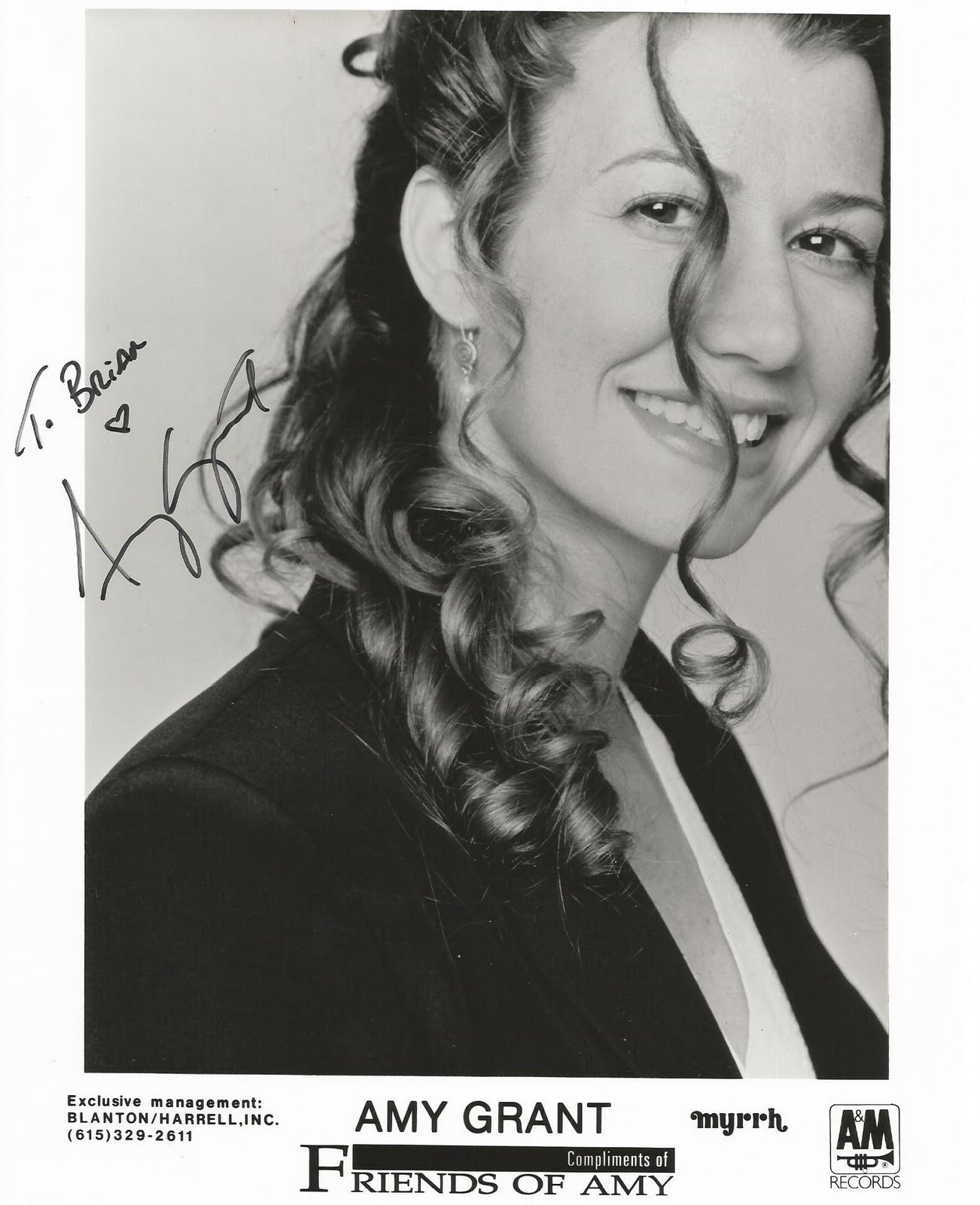 Amy Grant 8X10 black and white photo. 