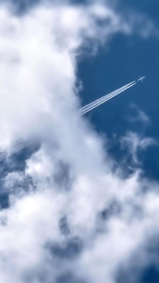 Flying Airplane Smoke Trail Clouds Android Wallpaper