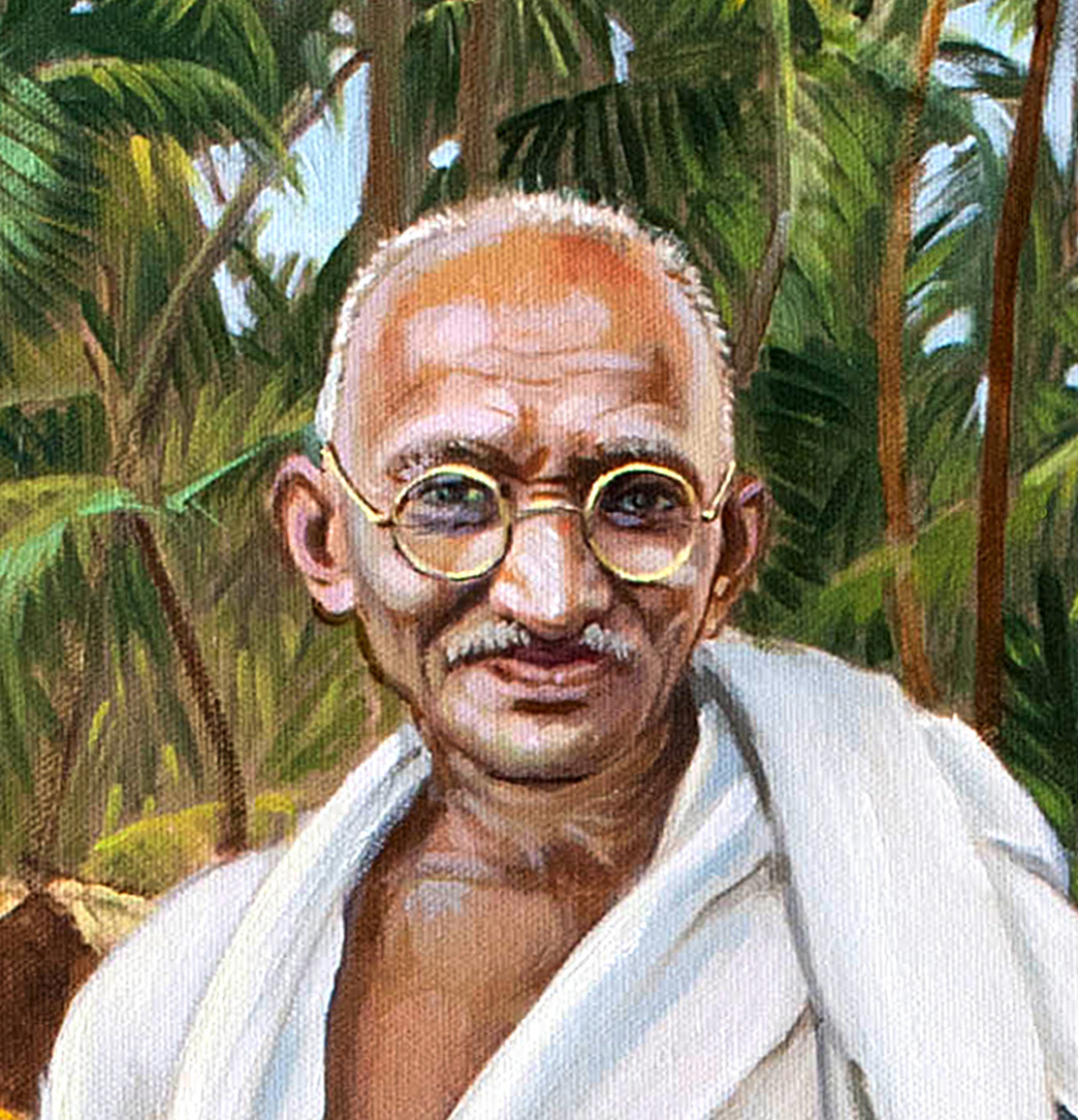 Mahatma Gandhi Oil Painting Celebrity By Dominique Amendola