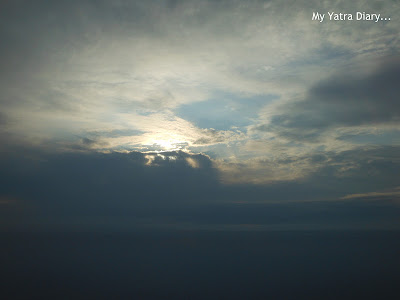 Sunrise in Japan from aeroplane