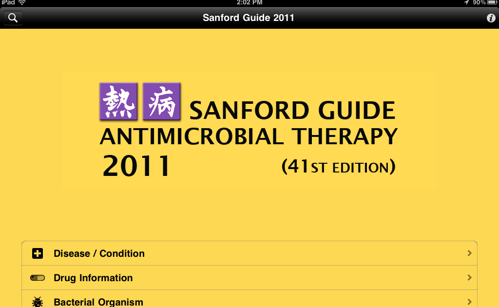 Sanford Guide Antibiotic Chart