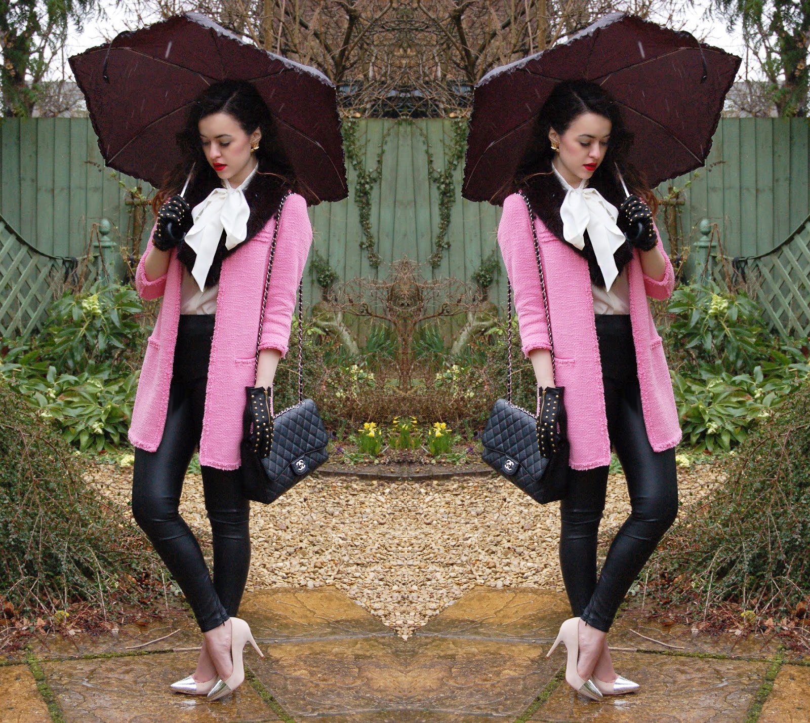 pink boucle jacket zara