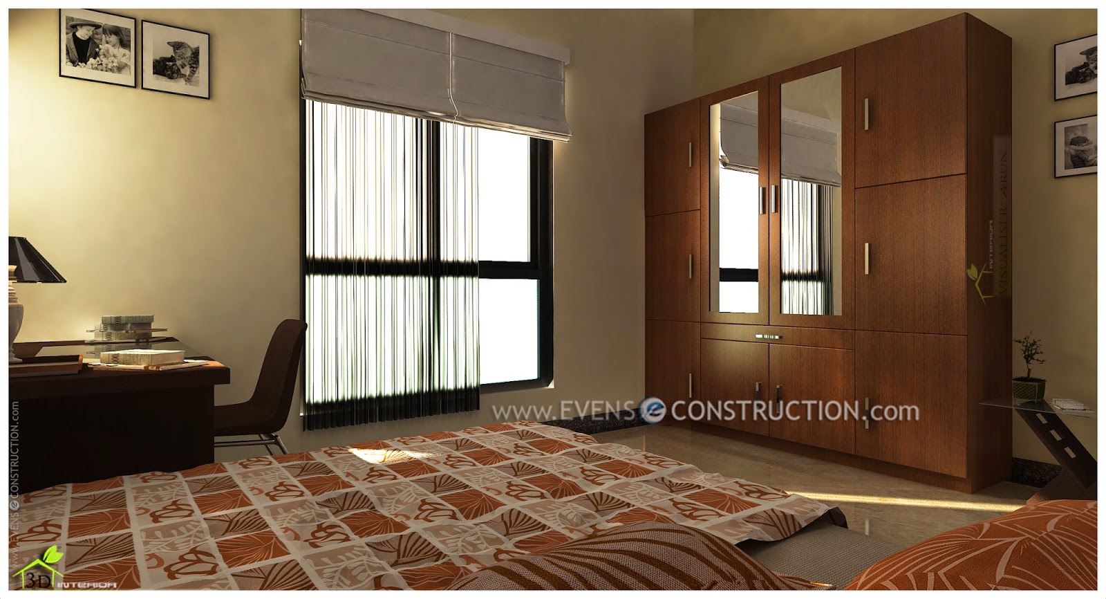 Evens Construction Pvt Ltd Kerala Home Bedroom Design