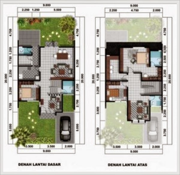 denah rumah minimalis tipe 60 2 lantai Contoh Desain Denah Rumah Minimalis Tipe 60