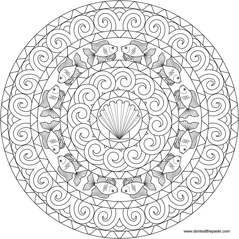 Goldfish mandala to color- also available as a transparent png