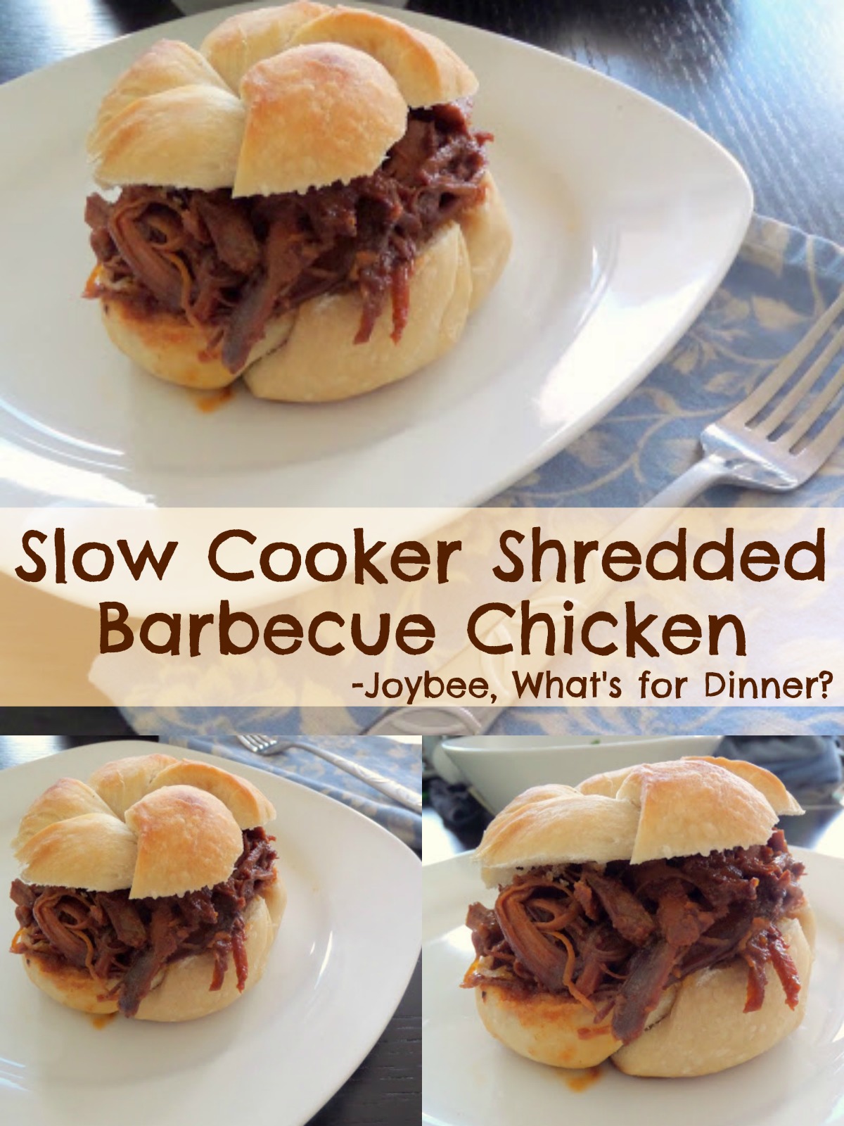 Slow Cooker Shredded Barbecue Chicken | Joybee, What's for Dinner?